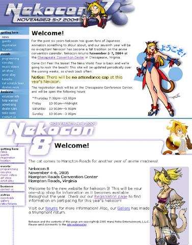 Nekocon 7 and 8 websites
